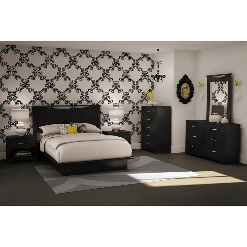 Modern 5-Drawer Bedroom Chest in Black Wood Finish by HomePacific