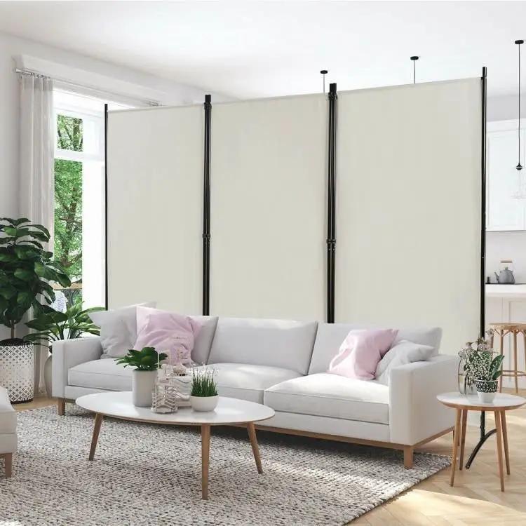 6-Ft White 3-Panel Room Divider Screen with Steel Base and Heavy Duty Hinges by HomePacific