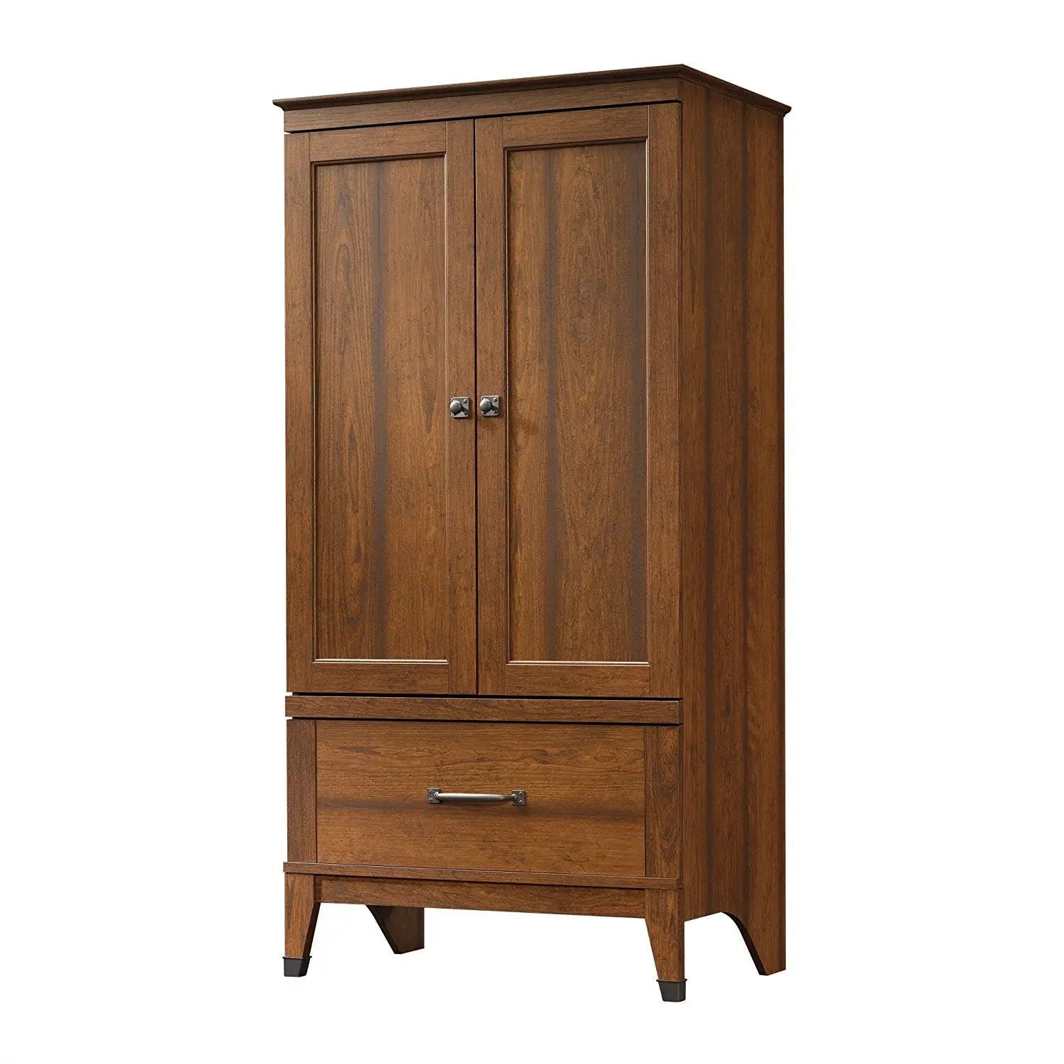 Bedroom Wardrobe Cabinet Storage Armoire in Medium Brown Cherry Wood Finish by HomePacific