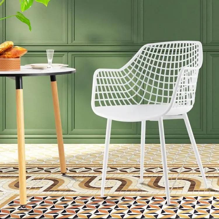 Set of 4 Modern Mid-Century White Mesh Dining Chair with Ergonomic Backrest by HomePacific