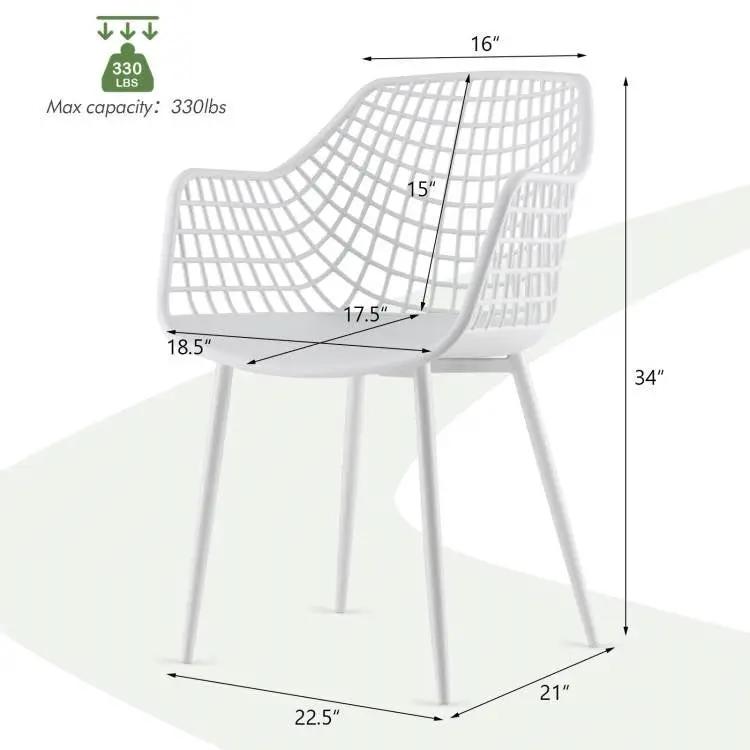 Set of 4 Modern Mid-Century White Mesh Dining Chair with Ergonomic Backrest by HomePacific