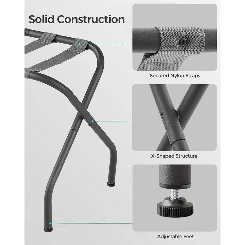 Sturdy Grey Metal Folding Luggage Rack by HomePacific