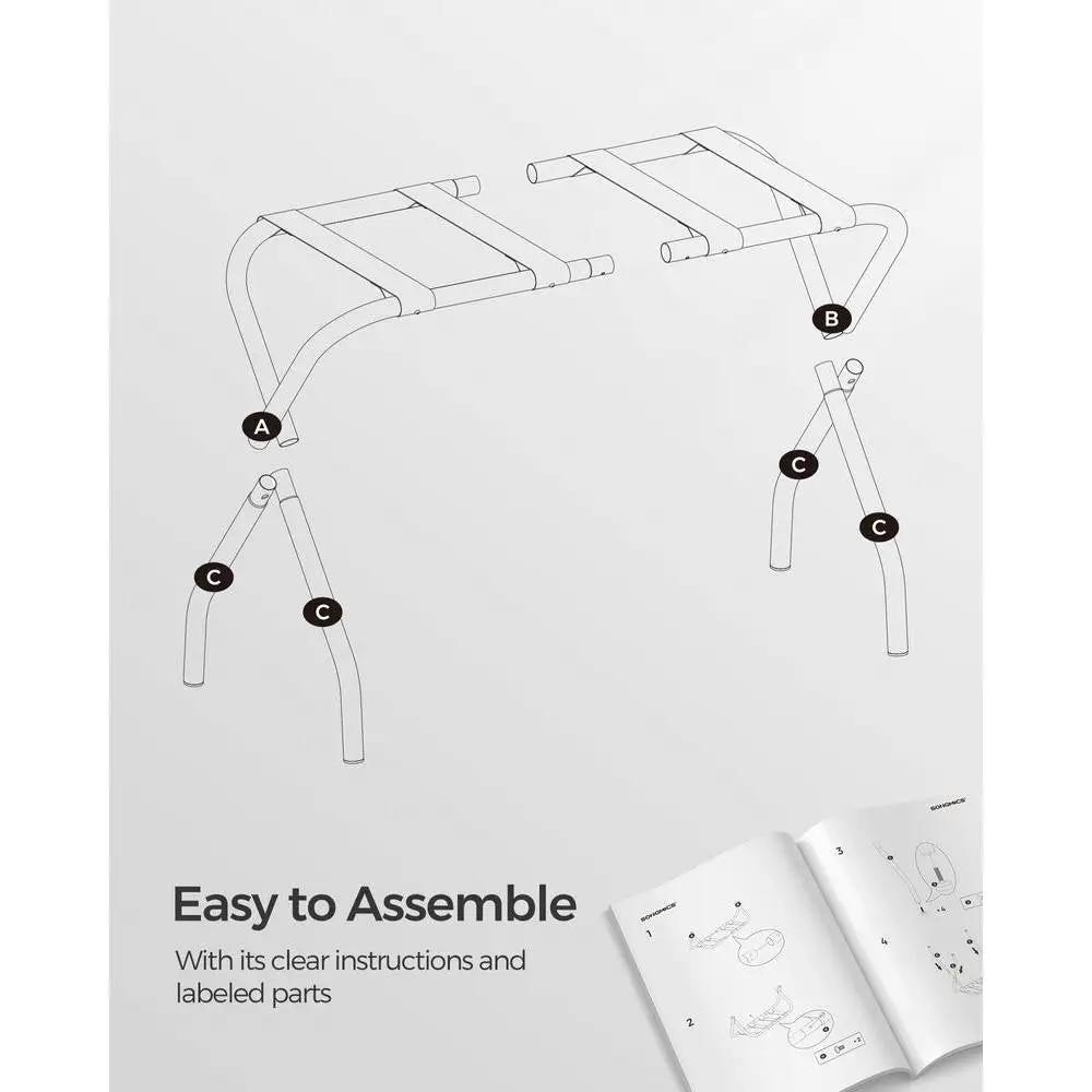 Sturdy Grey Metal Folding Luggage Rack by HomePacific