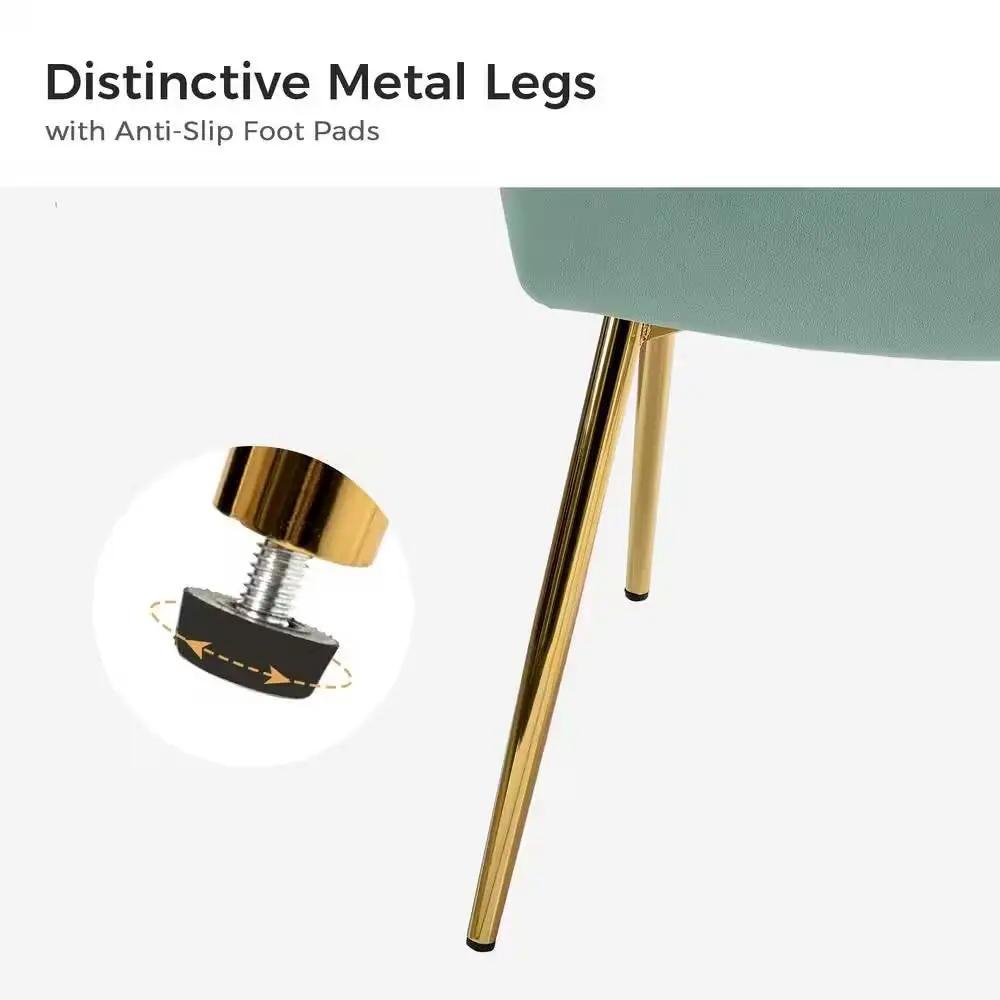Sage Green Velvet Upholstered Wingback Accent Side Chair with Gold Metal Legs by HomePacific