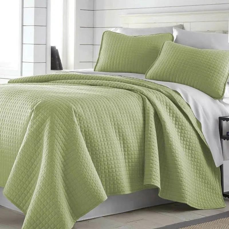 King/Cal King Lightweight Sage Ultra Soft 3-Piece Microfiber Quilt Set by HomePacific