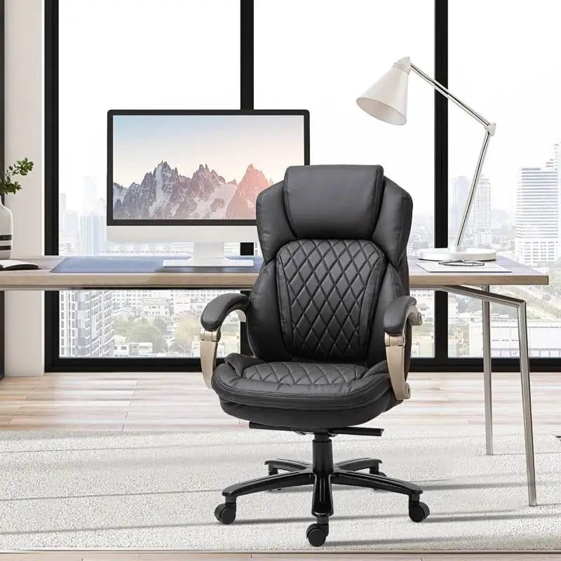 Brown Big and Tall Diamond Stitching Executive Adjustable Height Office Chair by HomePacific