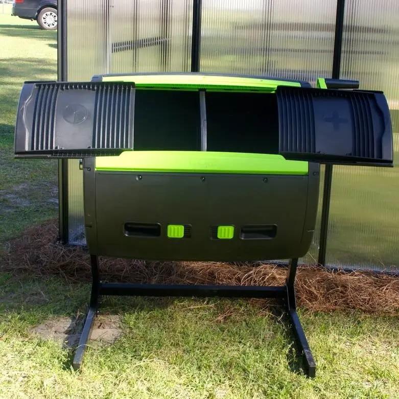 Rotating 65-Gallon Compost Bin Tumbler with 2 Compartments by HomePacific