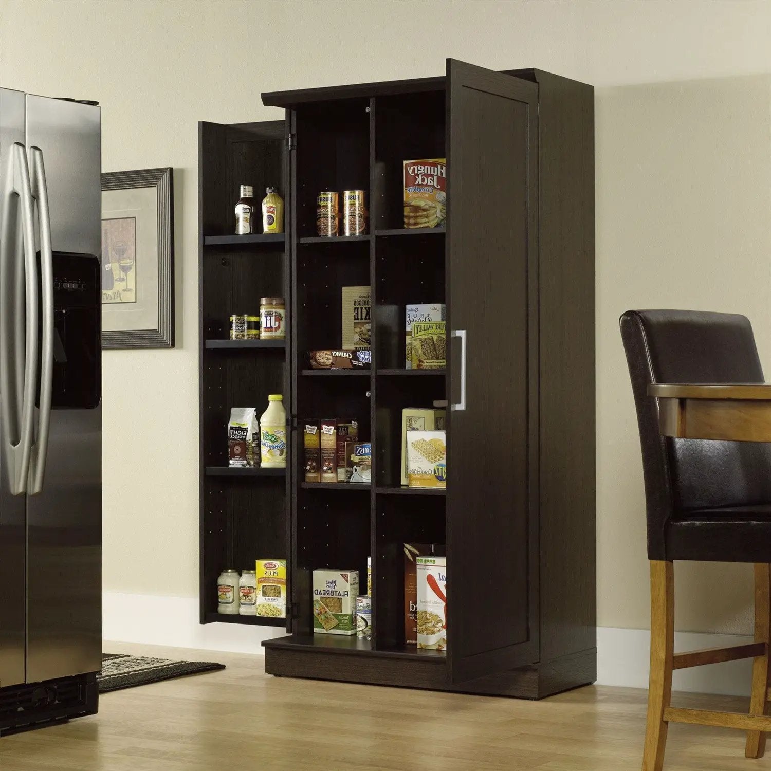 Multi-Purpose Living Room Kitchen Cupboard Storage Cabinet Armoire in Brown by HomePacific
