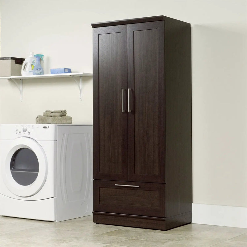 Bedroom Wardrobe Armoire Cabinet in Dark Brown Oak Wood Finish by HomePacific