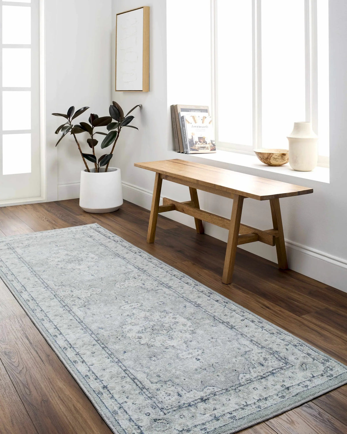 Farai Gray Medallion Area Rug - Clearance, installed in a room