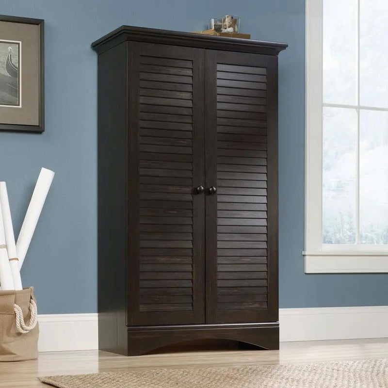 Multi-Purpose Wardrobe Armoire Storage Cabinet in Dark Brown Antique Wood Finish by HomePacific