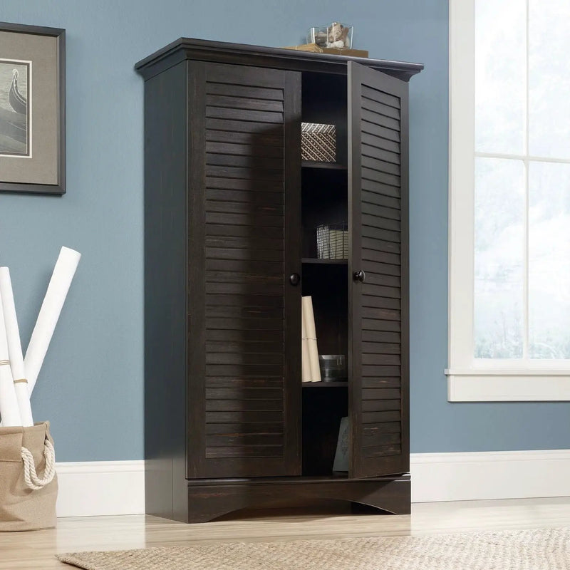 Multi-Purpose Wardrobe Armoire Storage Cabinet in Dark Brown Antique Wood Finish by HomePacific