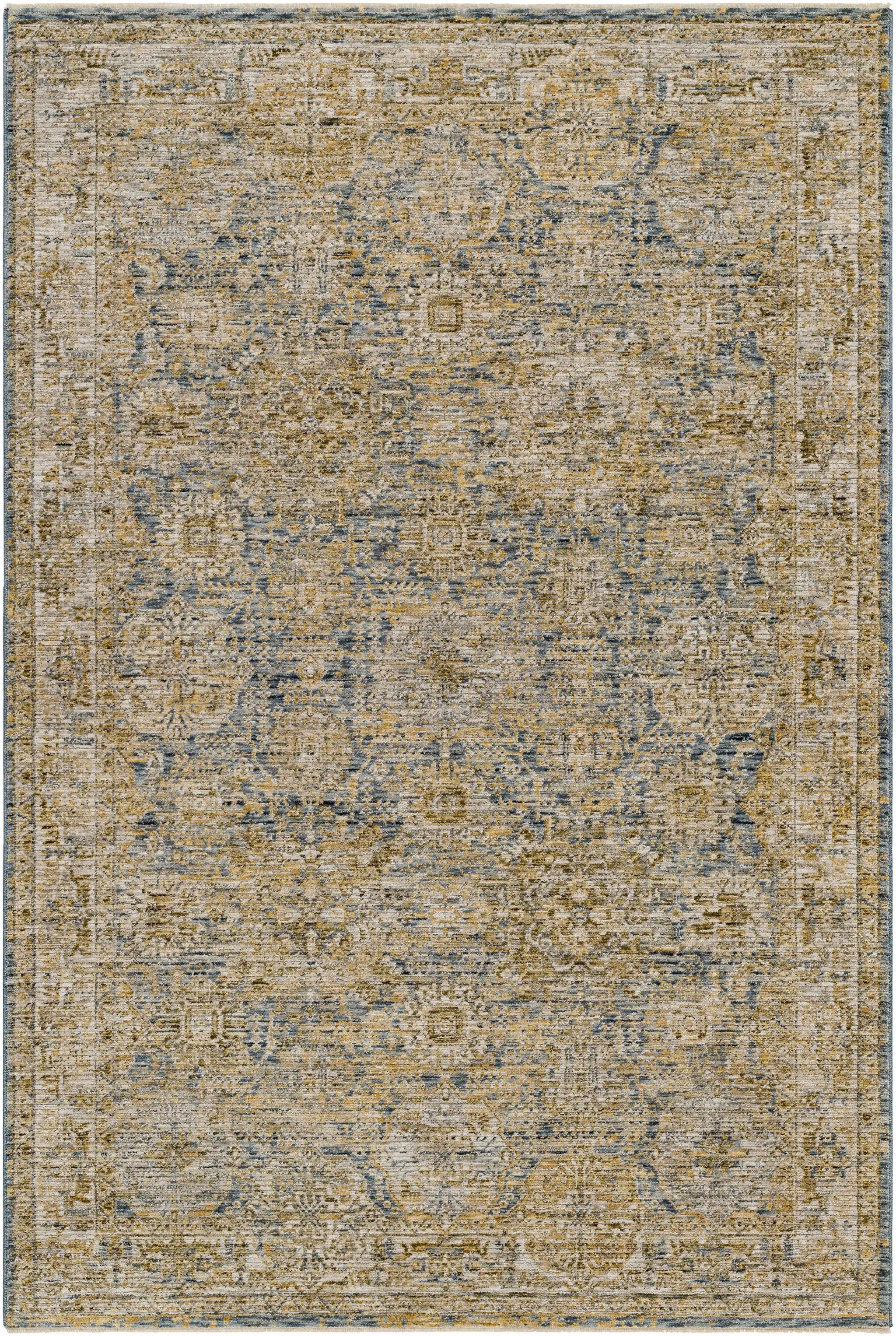 Ange Cream & Blue Rich Textured Rug by Boutique Rugs