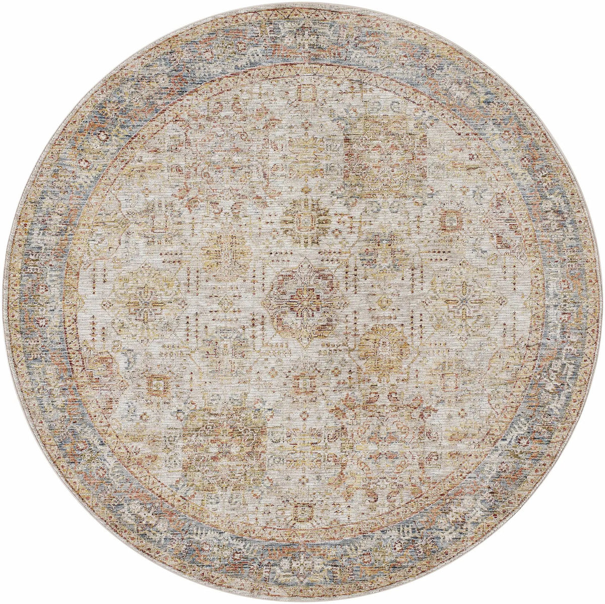 Ange Tan & Blue Rich Textured Traditional Rug, photo 10 of 11