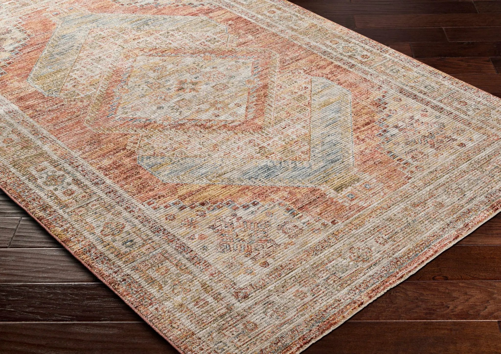 Moya Rust Rich Textured Traditional Rug by Boutique Rugs