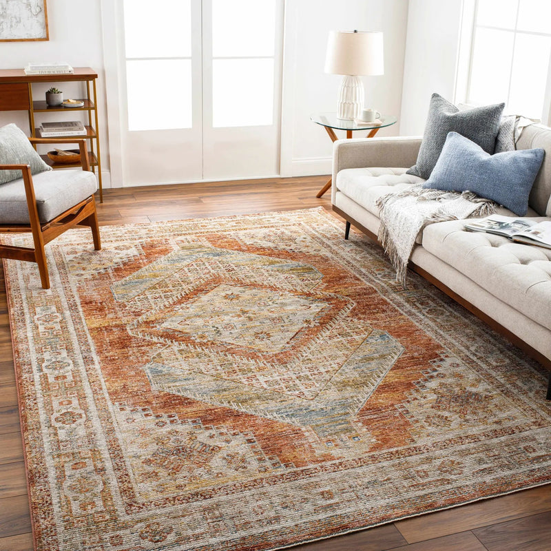Moya Rust Rich Textured Traditional Rug by Boutique Rugs