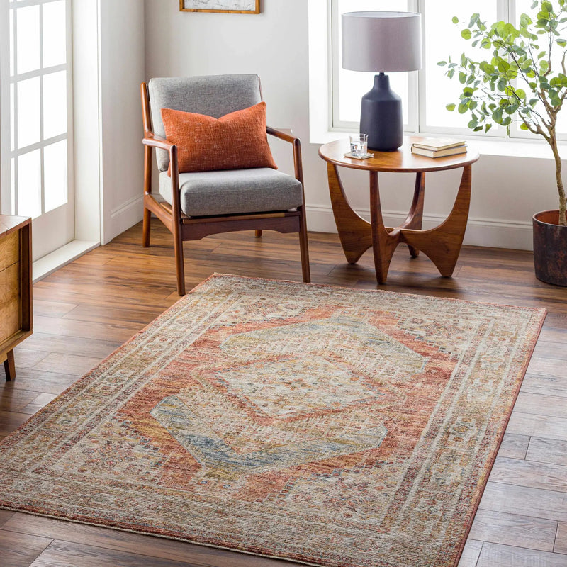 Moya Rust Rich Textured Traditional Rug by Boutique Rugs