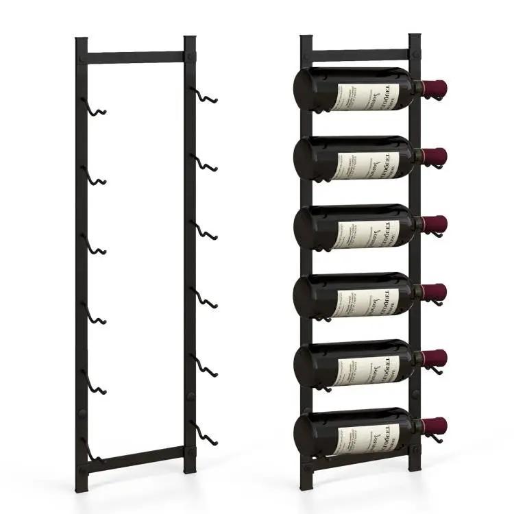 Simple Black Metal Wall Mounted 6-Bottle Wine Rack by HomePacific