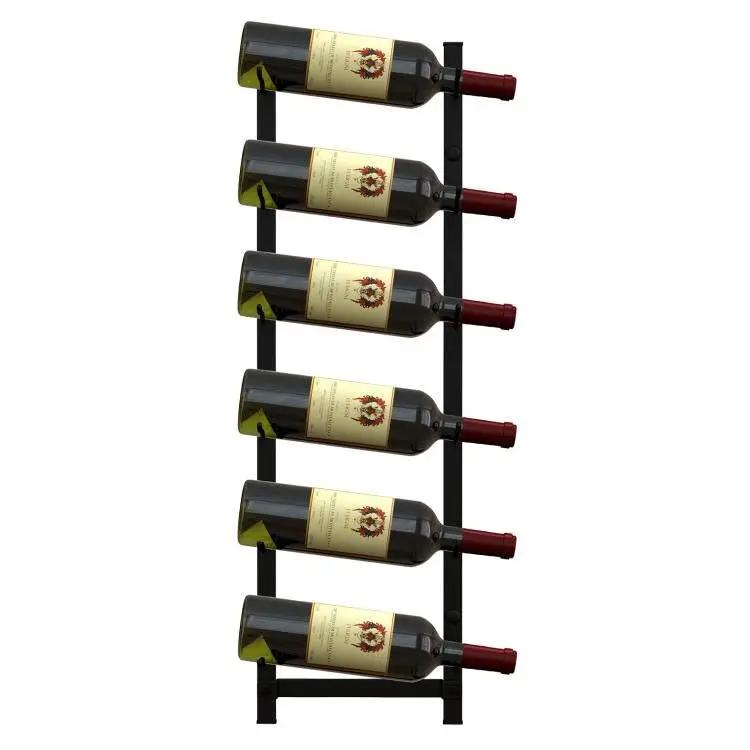 Simple Black Metal Wall Mounted 6-Bottle Wine Rack by HomePacific