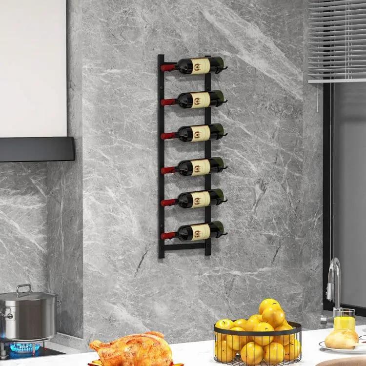 Simple Black Metal Wall Mounted 6-Bottle Wine Rack by HomePacific