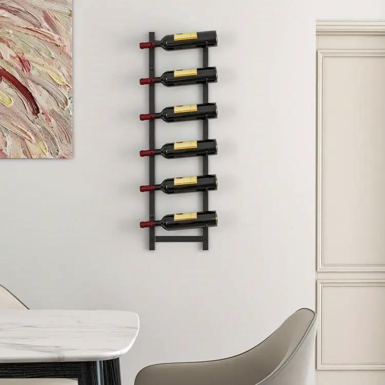Simple Black Metal Wall Mounted 6-Bottle Wine Rack by HomePacific