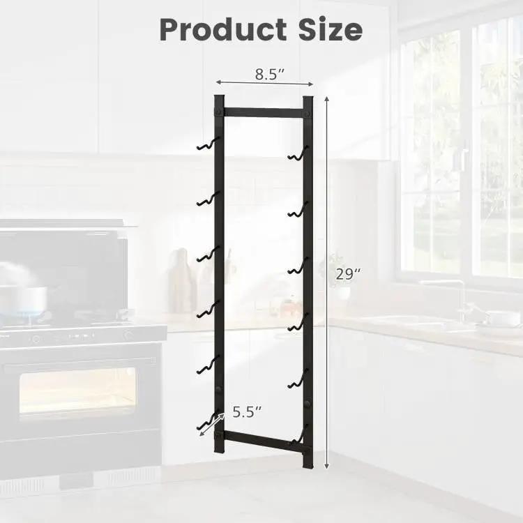Simple Black Metal Wall Mounted 6-Bottle Wine Rack by HomePacific