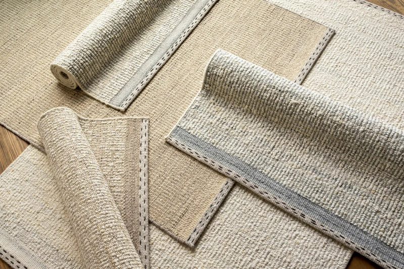 Yaniklar Beige Flat Woven Wool Rug by Boutique Rugs