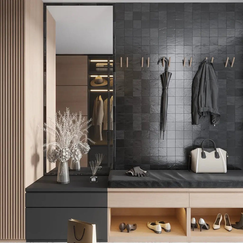 Black 4x4 Glossy Matte Subway Ceramic Tile (60 pack, 6.46 sq ft/case) by Apollo Tile