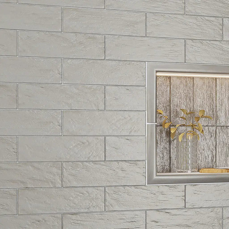 Cloud Gray 2.5x8 Glossy Matte Subway Ceramic Tile (38 pack, 5.38 sq ft/case) by Apollo Tile