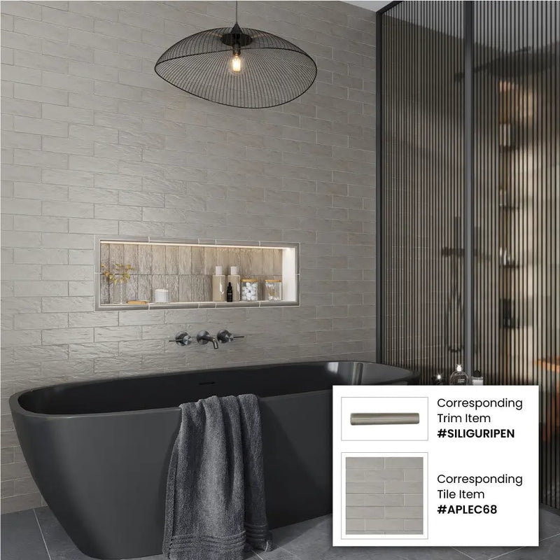 Cloud Gray 2.5x8 Glossy Matte Subway Ceramic Tile (38 pack, 5.38 sq ft/case) by Apollo Tile