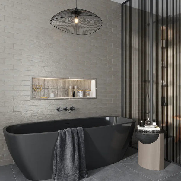 Cloud Gray 2.5x8 Glossy Matte Subway Ceramic Tile (38 pack, 5.38 sq ft/case), photo 2 of 7