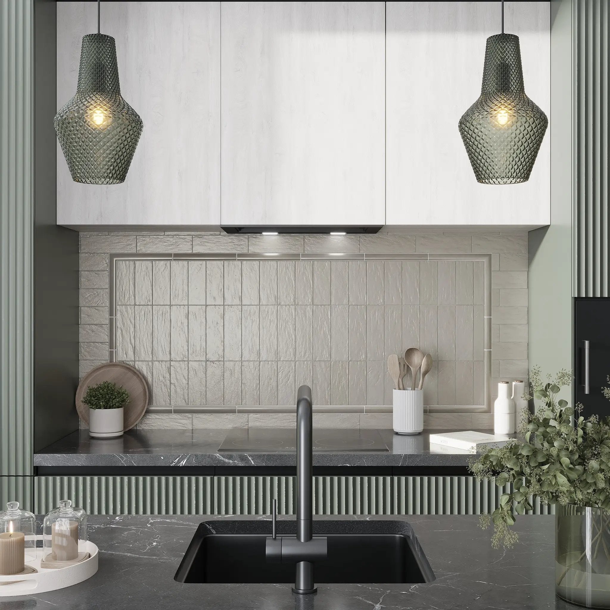 Light Tea Green 1.25x8 Matte Glossy Ceramic Bullnose Tile Trim (10 pack, 0.667 sq ft/case) by Apollo Tile