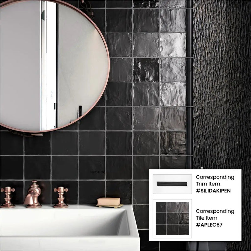 Black 4x4 Glossy Matte Subway Ceramic Tile (60 pack, 6.46 sq ft/case) by Apollo Tile