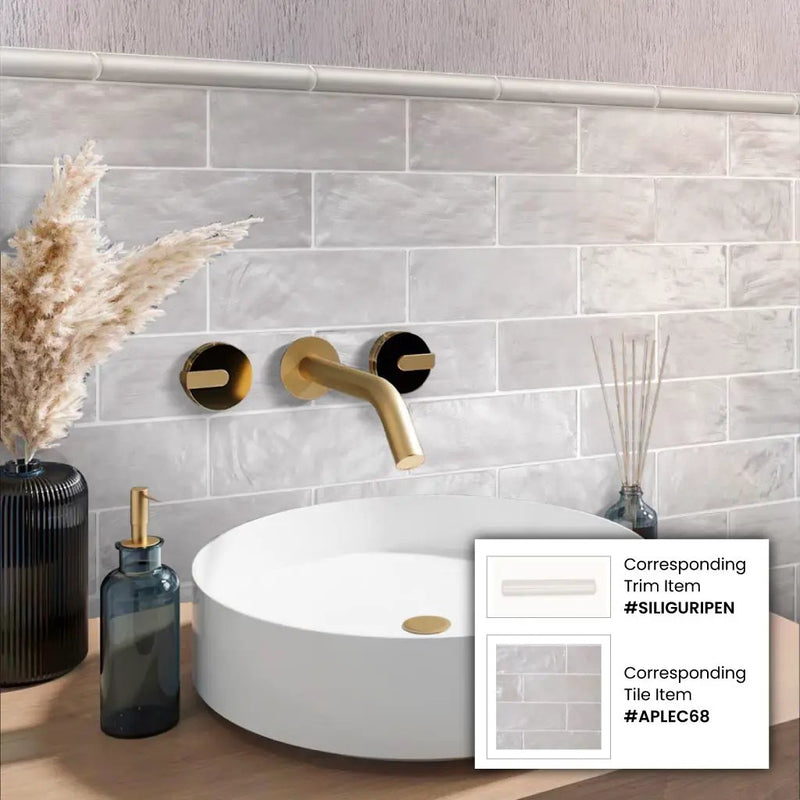Cloud Gray 2.5x8 Glossy Matte Subway Ceramic Tile (38 pack, 5.38 sq ft/case) by Apollo Tile