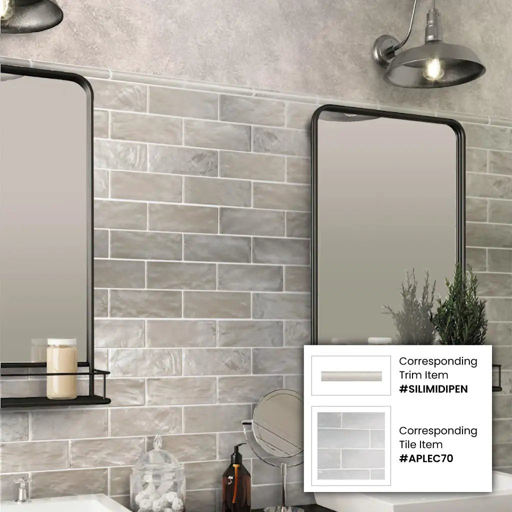 Light Tea Green 1.25x8 Matte Glossy Ceramic Bullnose Tile Trim (10 pack, 0.667 sq ft/case) by Apollo Tile