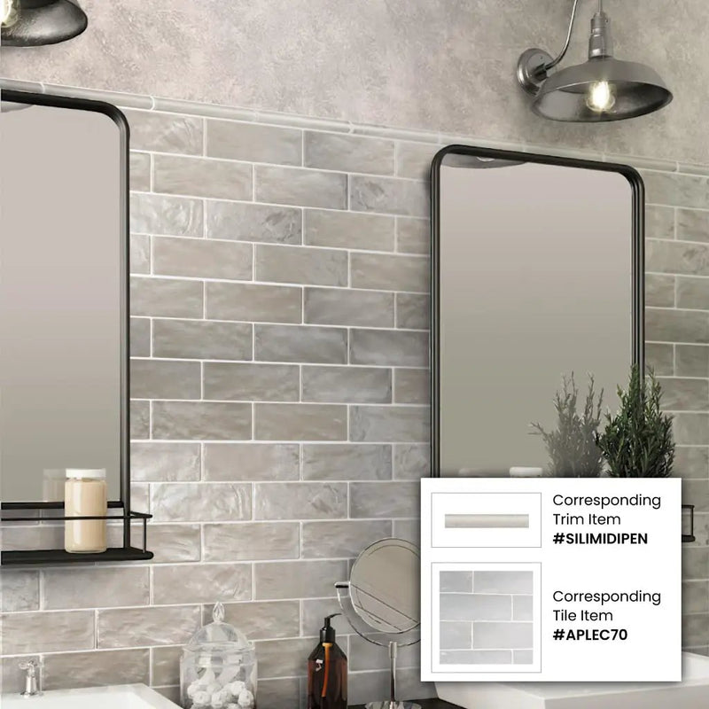 Light Tea Green 2.5x8 Glossy Matte Subway Ceramic Tile (38 pack, 5.38 sq ft/case) by Apollo Tile