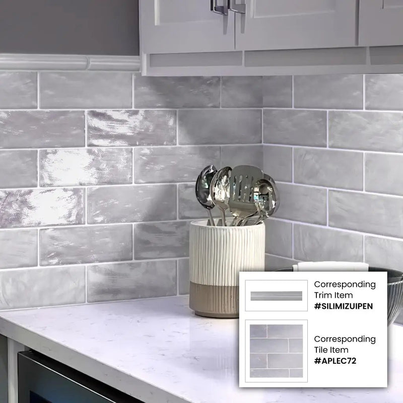 Grayish Blue 2.5x8 Glossy Matte Subway Ceramic Tile (38 pack, 5.38 sq ft/case) by Apollo Tile