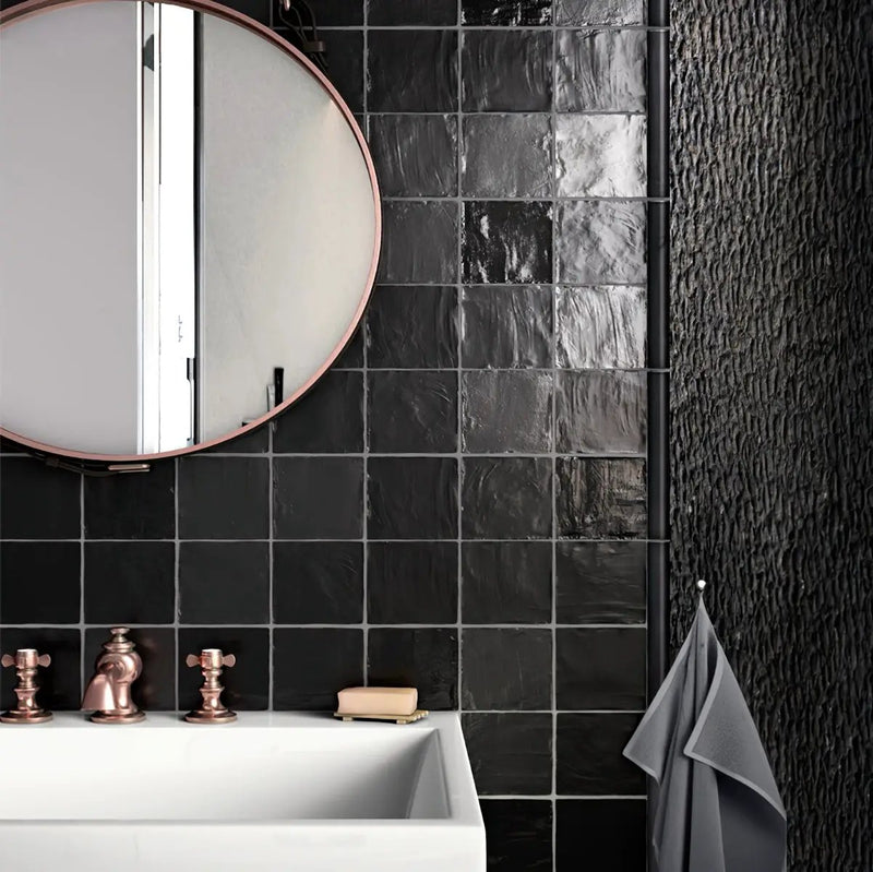 Black 4x4 Glossy Matte Subway Ceramic Tile (60 pack, 6.46 sq ft/case) by Apollo Tile