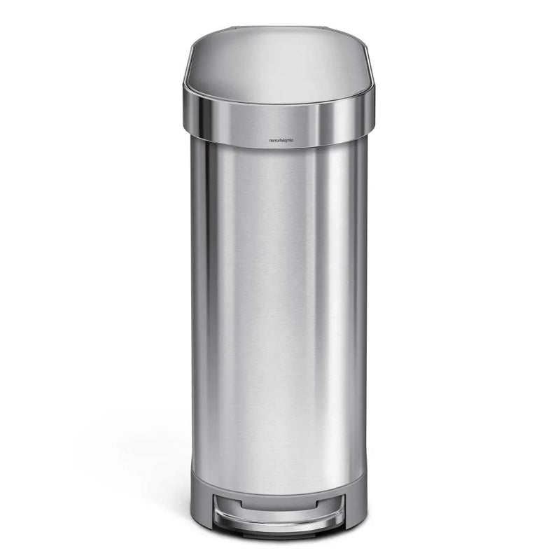 Stainless Steel 12-Gallon Narrow Kitchen Trash Can with Easy Step-on Lid by HomePacific
