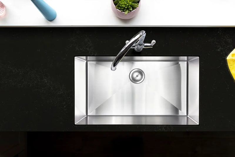 Single Bowl Handcrafted Kitchen Sink 3219 Stainless Steel in a finished room