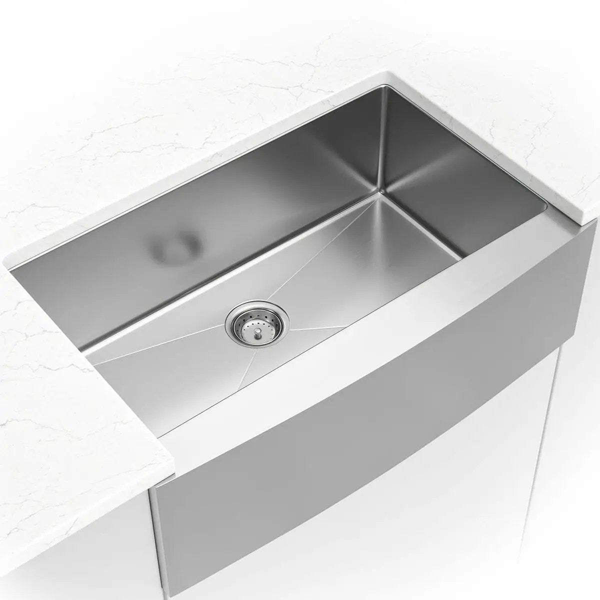 Single Bowl Handcrafted Farmhouse Sink with Apron Stainless Steel in a finished room