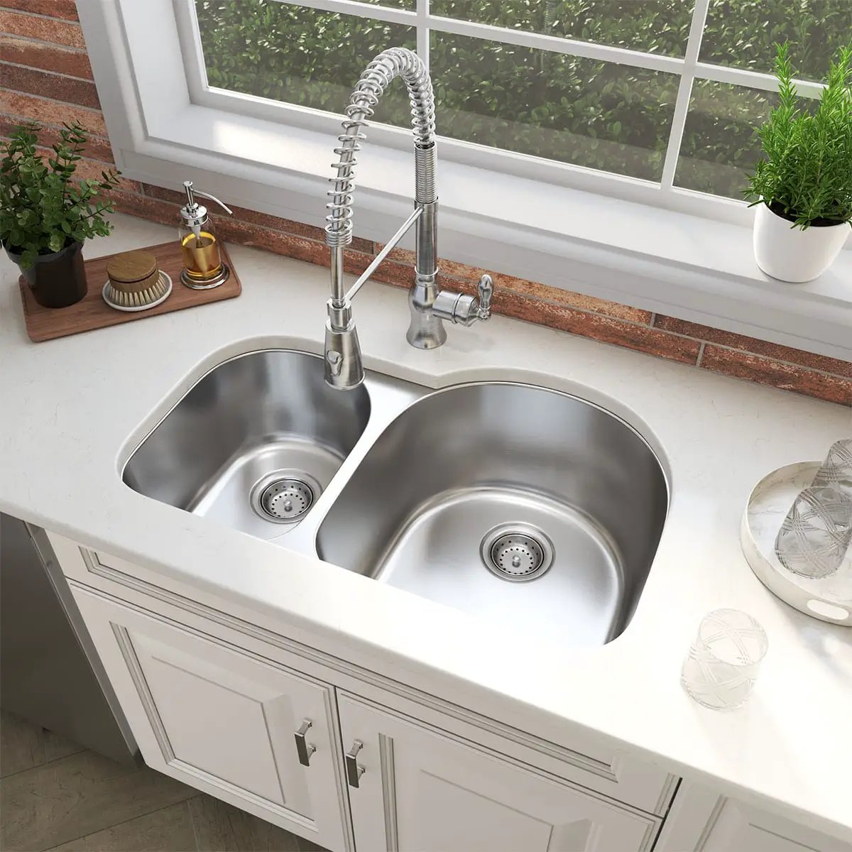 Double Bowl 3120 40/60 Kitchen Sink Stainless Steel 9.00 inch in a finished room