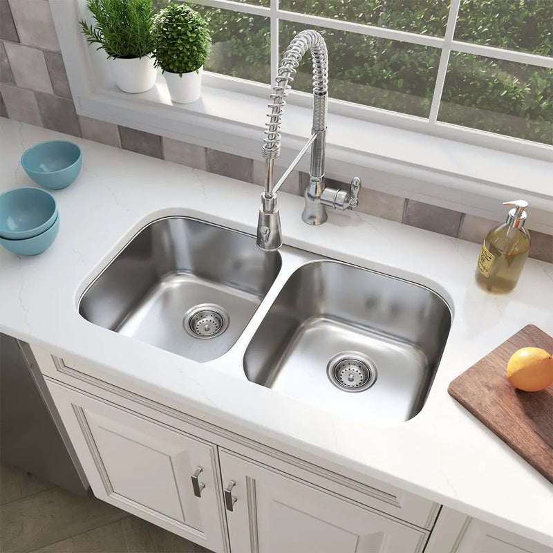 Double Bowl 50/50 3118 Kitchen Sink Stainless Steel in a finished room
