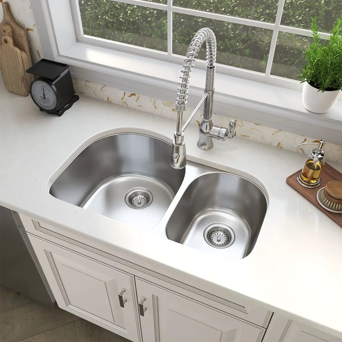 Double Bowl 3120 60/40 Kitchen Sink Stainless Steel 20.50 inch in a finished room