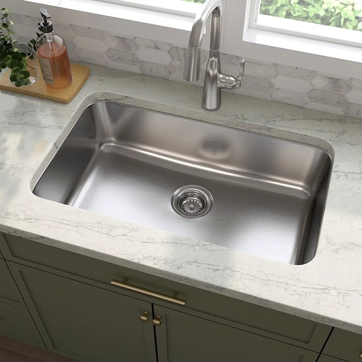 Single Bowl Kitchen Sink 3018 Stainless Steel in a finished room