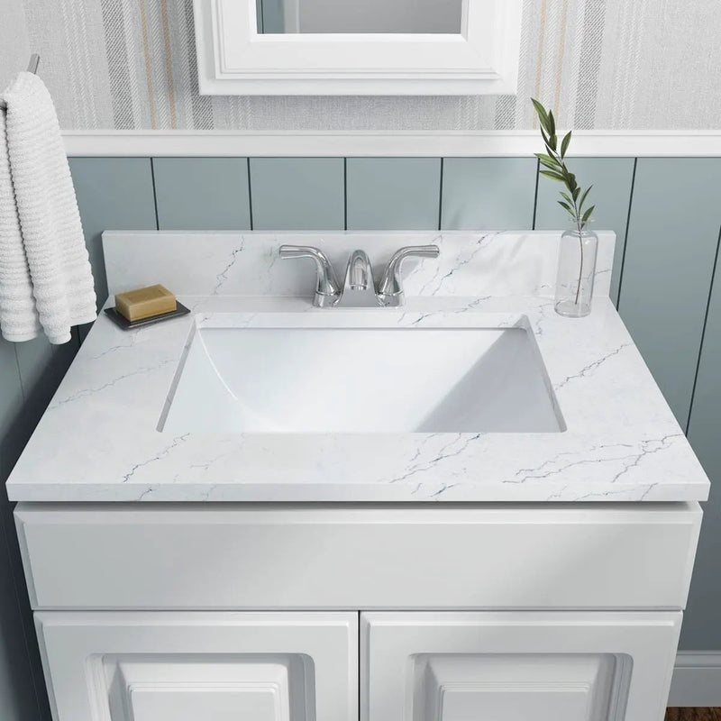 Vanity White Rectangle Porcelain 2015 Sinks in a finished room