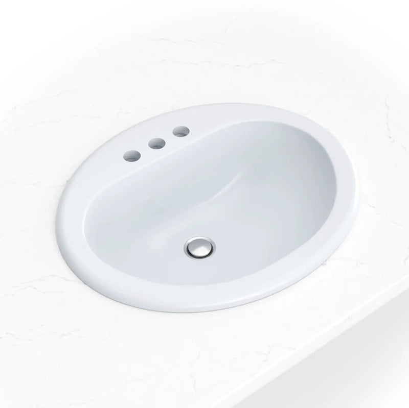 Overmount White Oval 2118 Sink Porcelain in a finished room