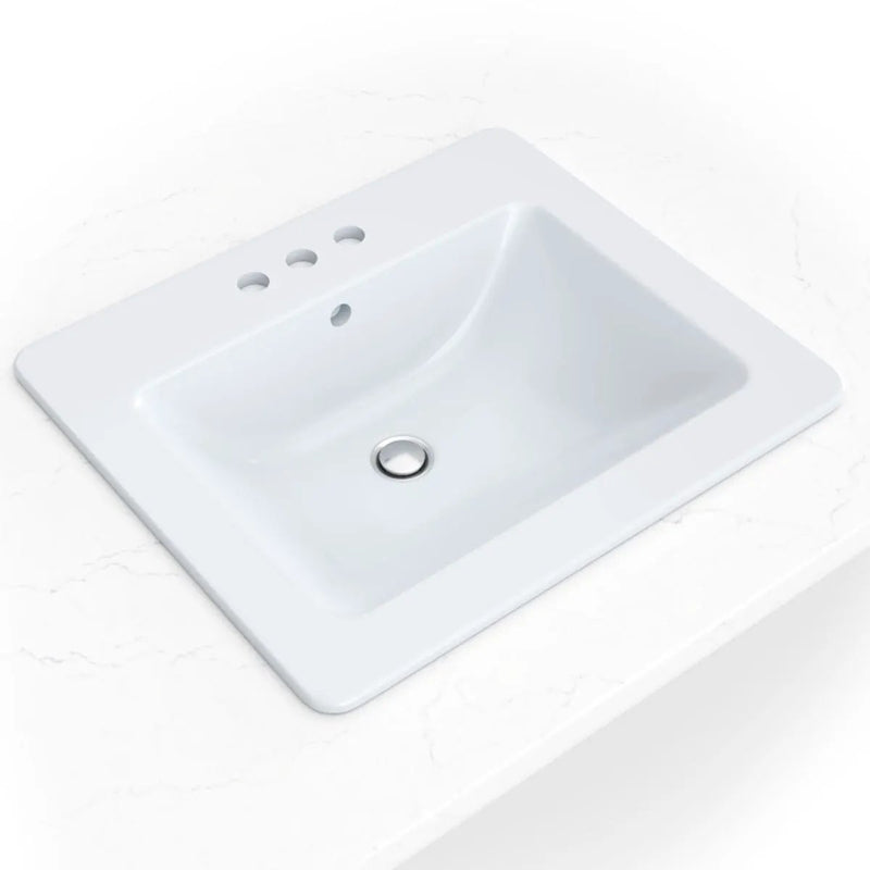 Overmount White Rectangle 2118 Sink Porcelain in a finished room