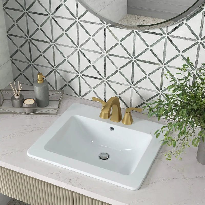Overmount White Rectangle 2118 Sink Porcelain in a finished room