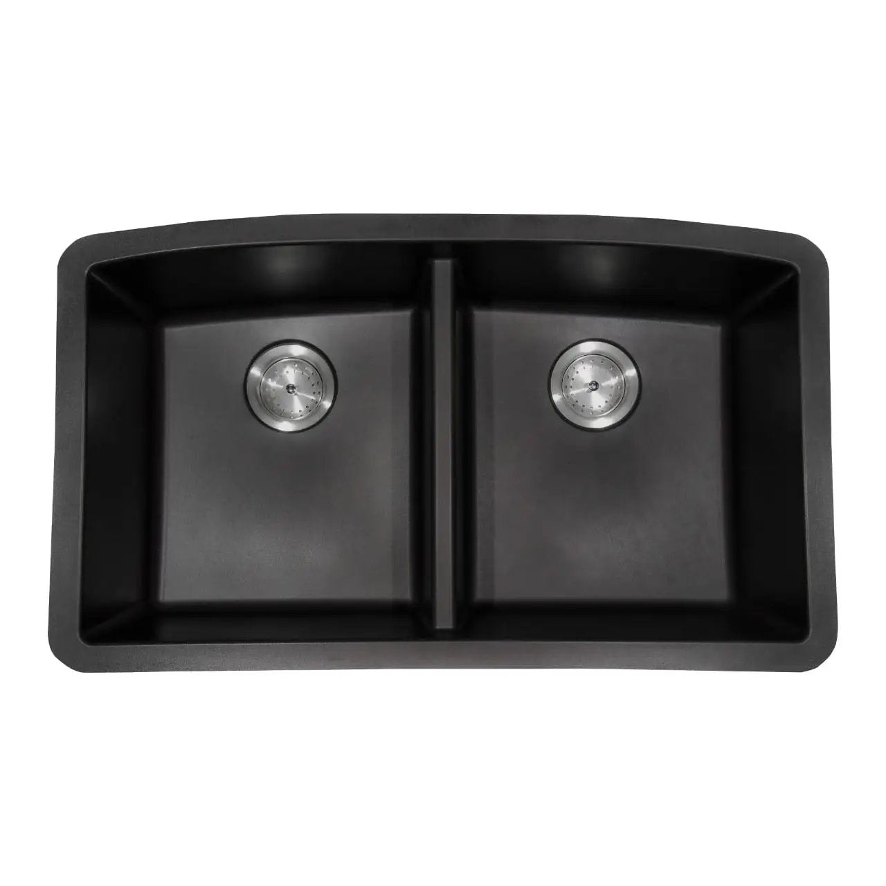 Black Quartz Double Bowl 50/50 Kitchen Sink Composite by MSI Surfaces